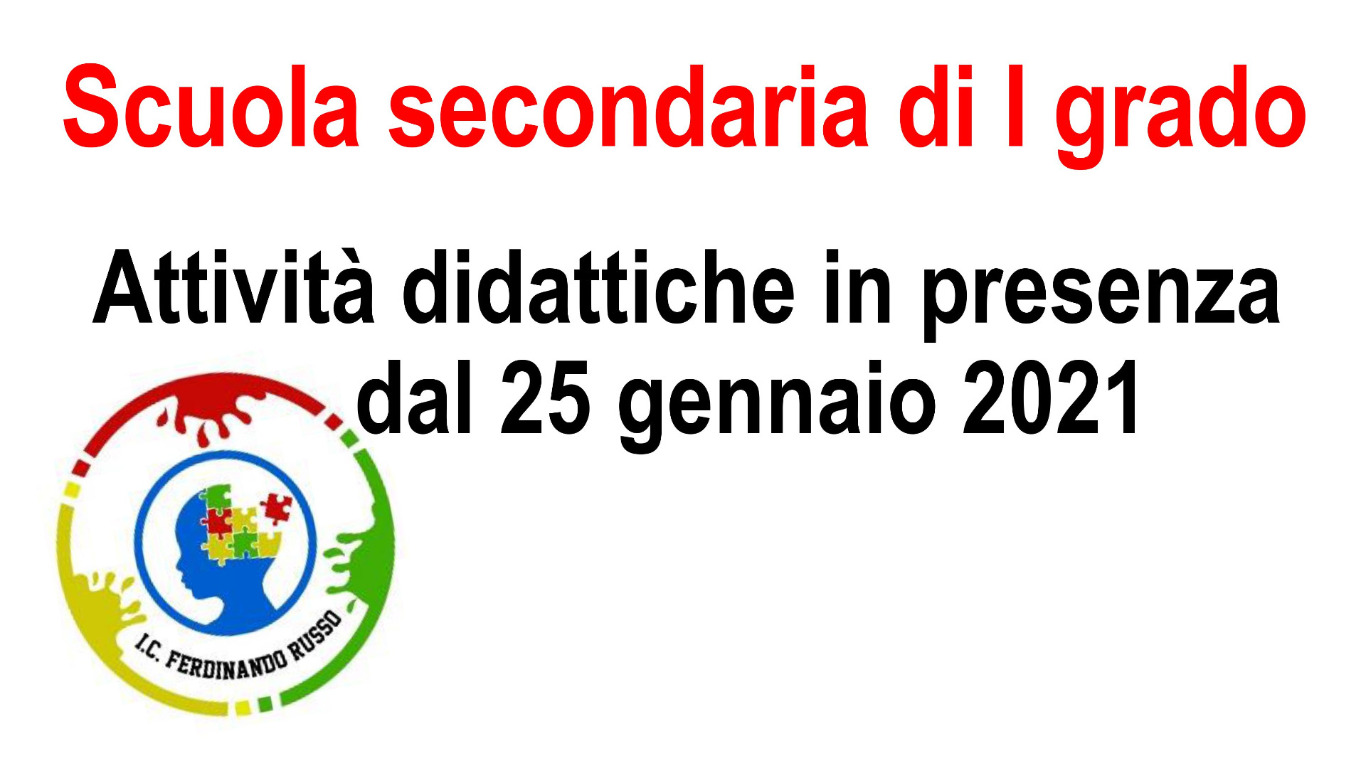 Attività in presenza  - Scuola secondaria di I grado